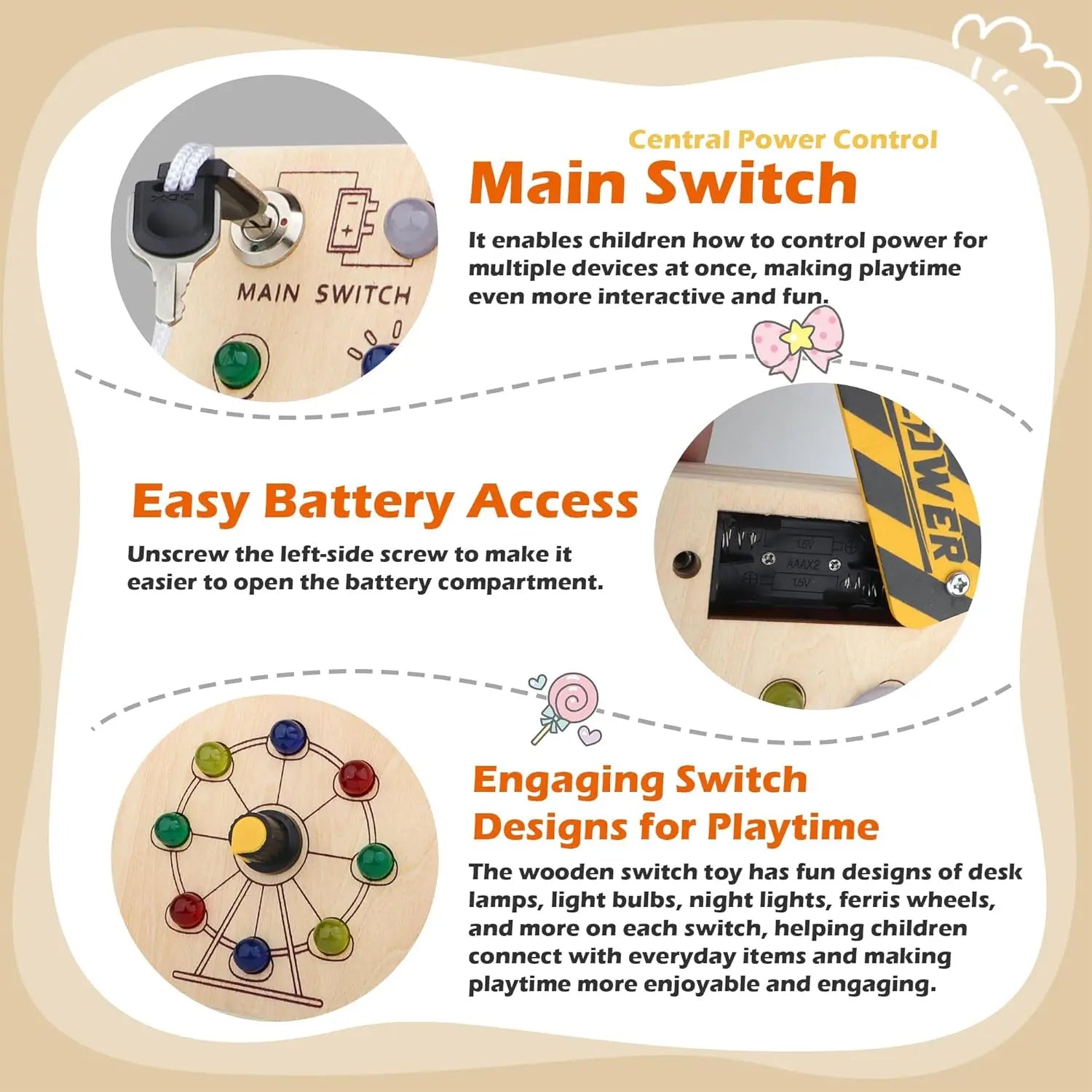 Sensory Toy Wooden Switch Board