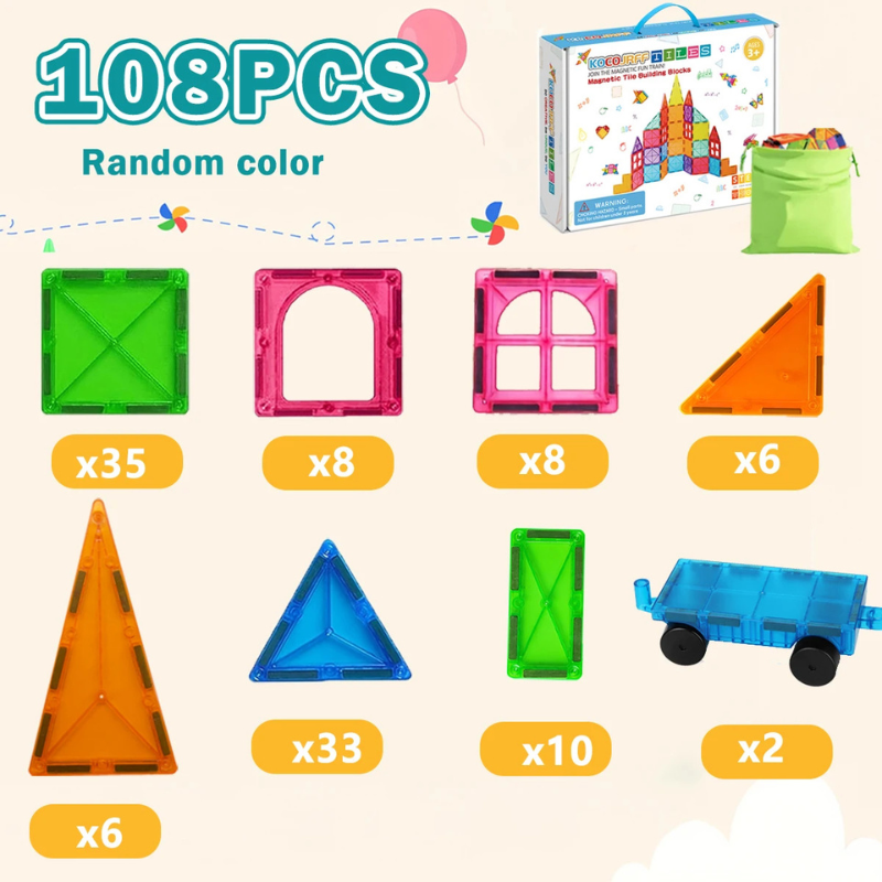 Montessori Magnetic Building Tiles Construction Toys 7