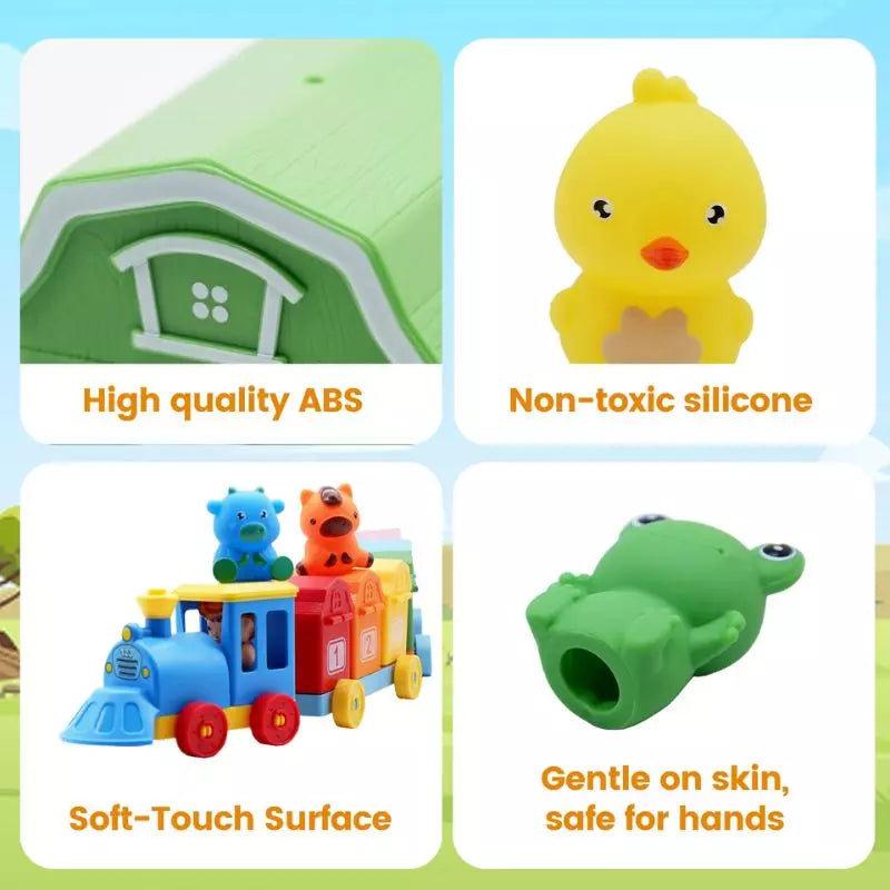 Montessori Toy Farm Train Set