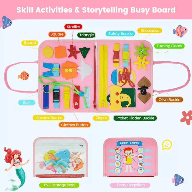 Montessori Toy Felt Busy Book Pink
