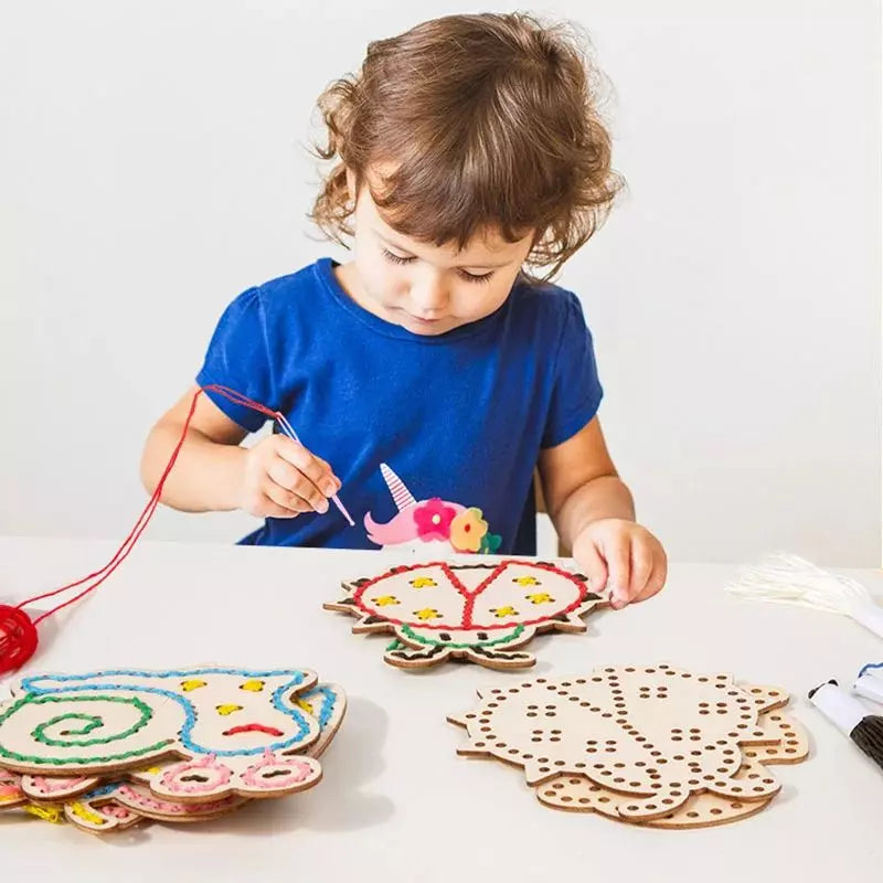 Montessori Toy Lacing Sewing Board 10