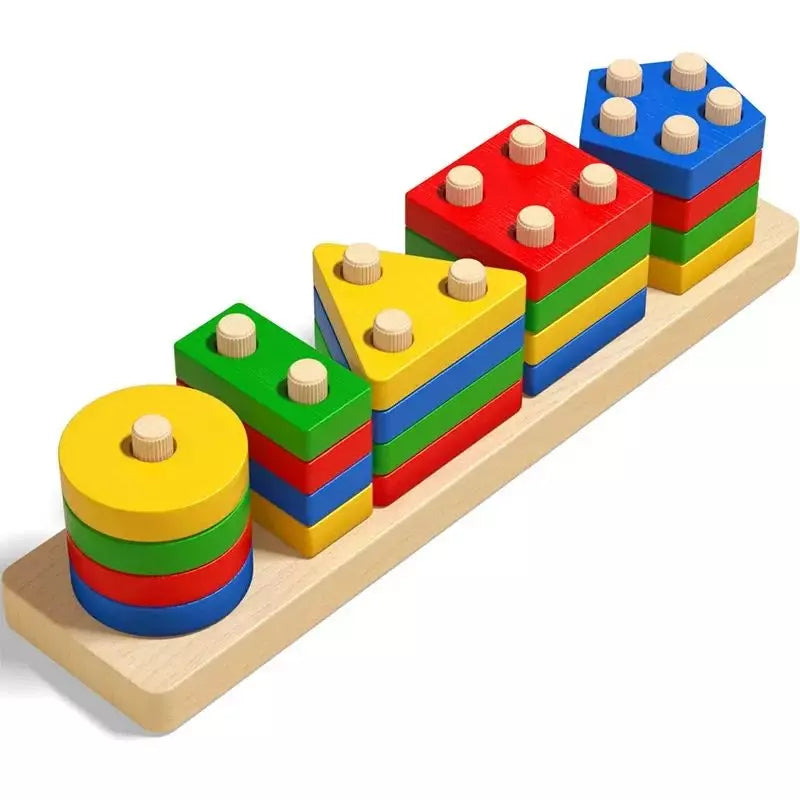 Montessori Toy Wooden Sorting and Stacking Puzzle 01