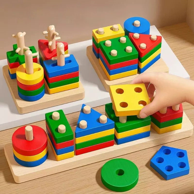 Montessori Toy Wooden Sorting and Stacking Puzzle 04