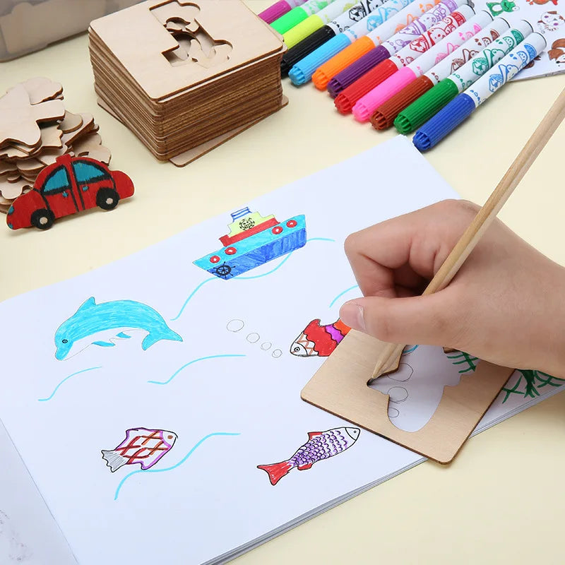 InspiraDraw: 32-Piece Creative Stencil Set for Kids