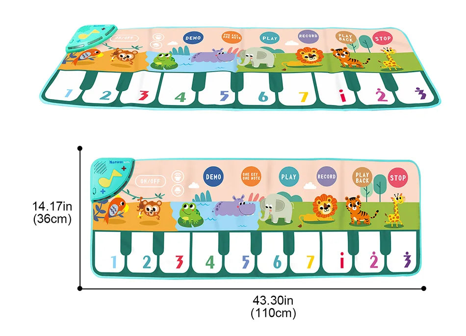 Jungle Jams: Animal or Musical Instrument Sound Piano Mat for Kids