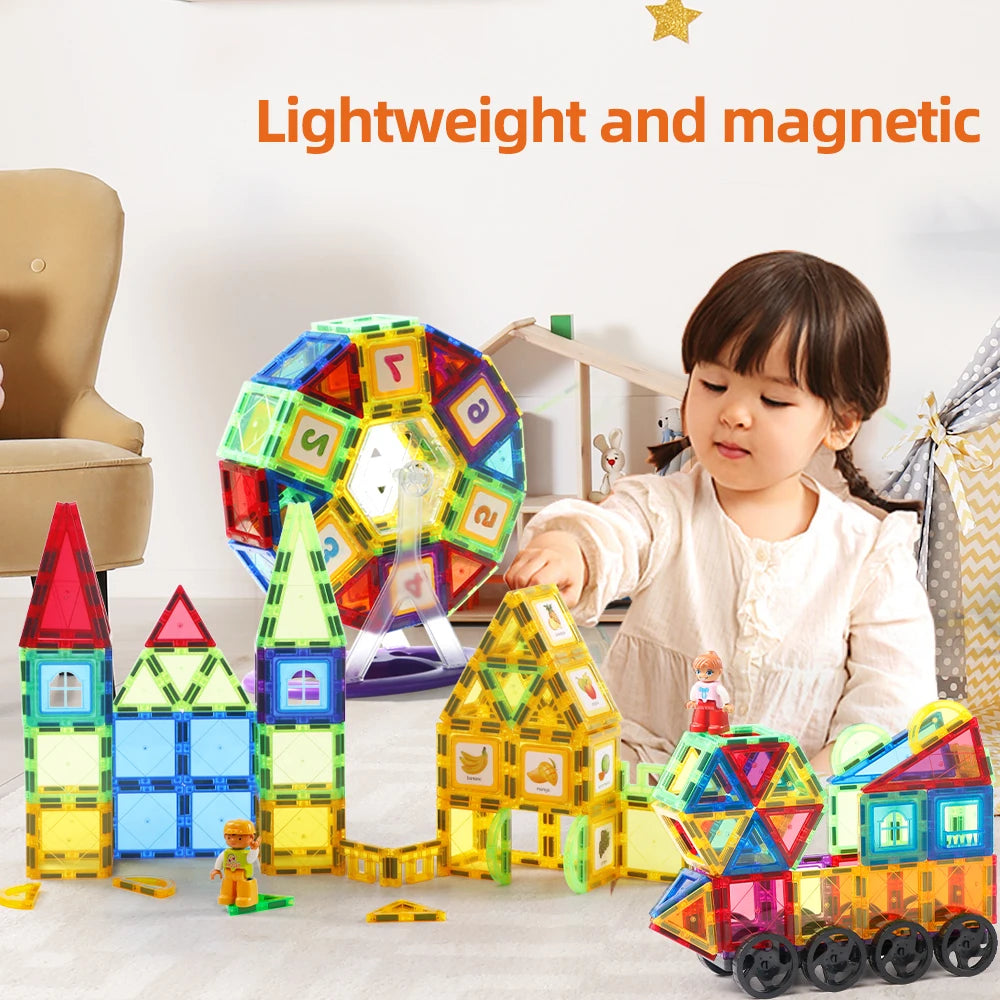 MagnetConstruct: Montessori Magnetic Building Tiles Set for Creative Play