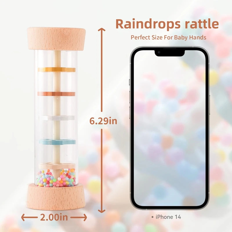 Rainbow Rhythm Stick: Montessori Rain Rattle for Sensory Discoveryall