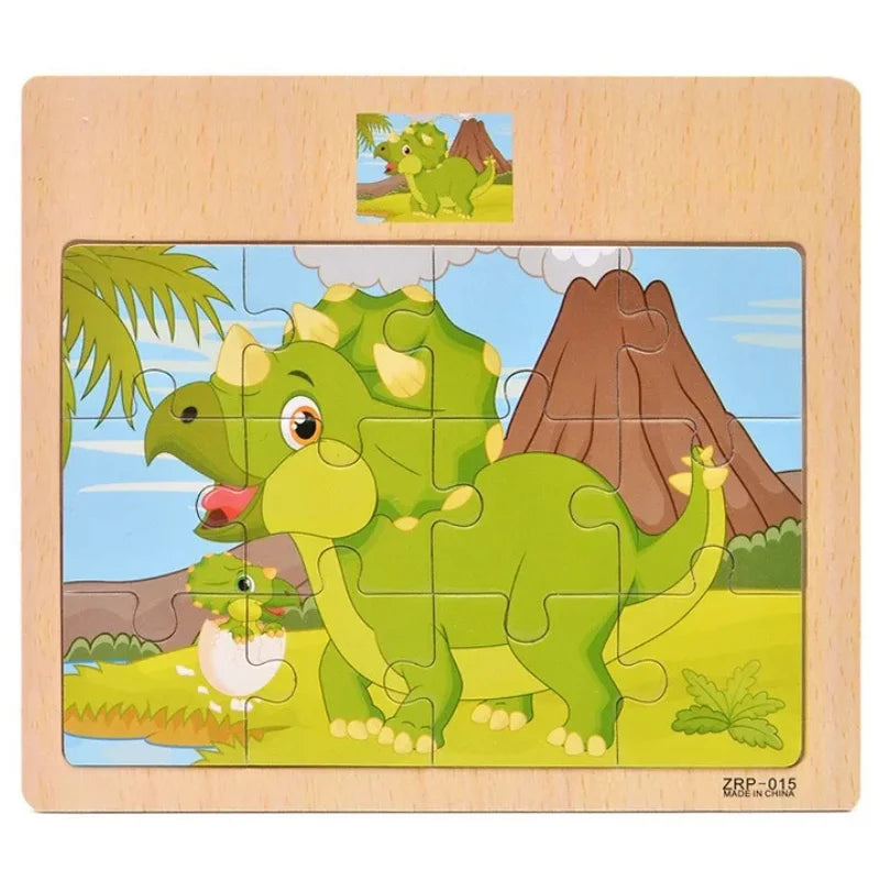 Wooden Cartoon Puzzle Board for Toddlers 11