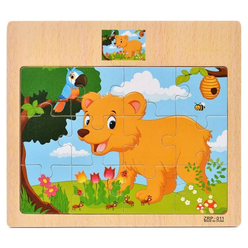 Wooden Cartoon Puzzle Board for Toddlers 2