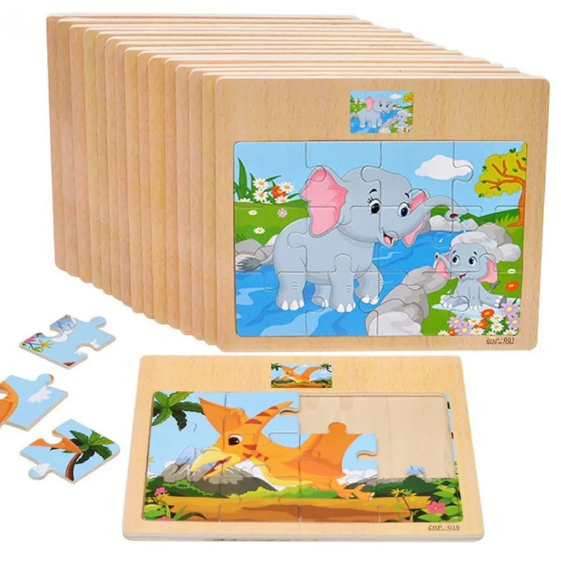 Wooden Cartoon Puzzle Board for Toddlers 3