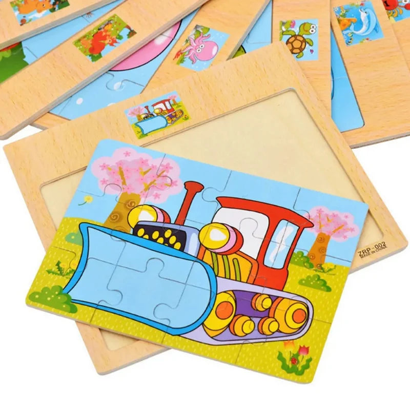 Wooden Cartoon Puzzle Board for Toddlers 6