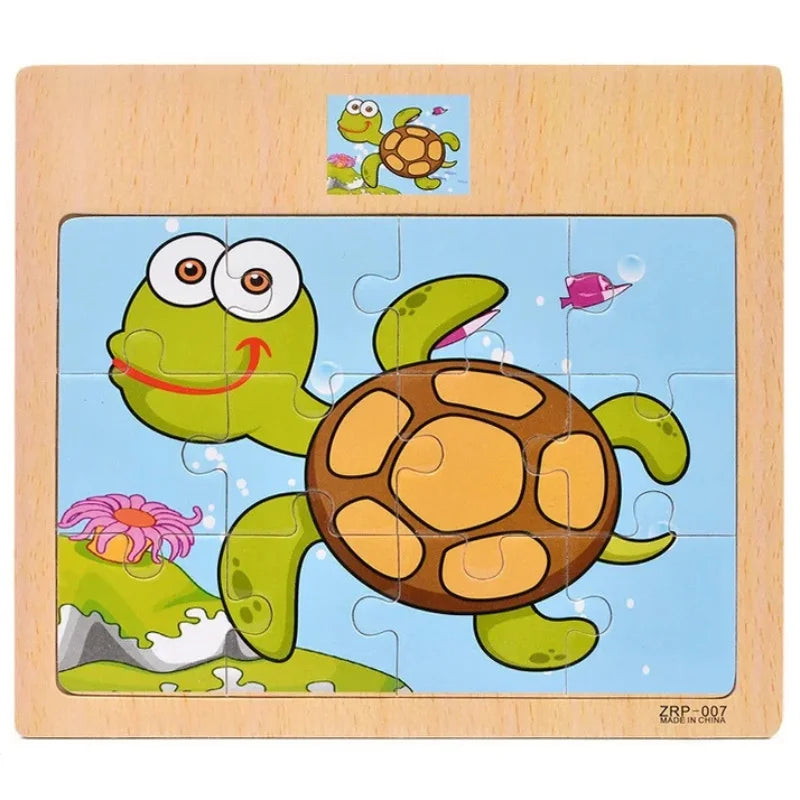 Wooden Cartoon Puzzle Board for Toddlers 7