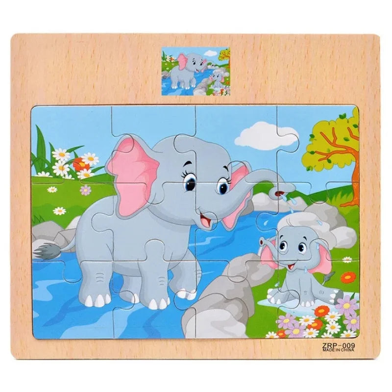 Wooden Cartoon Puzzle Board for Toddlers 8