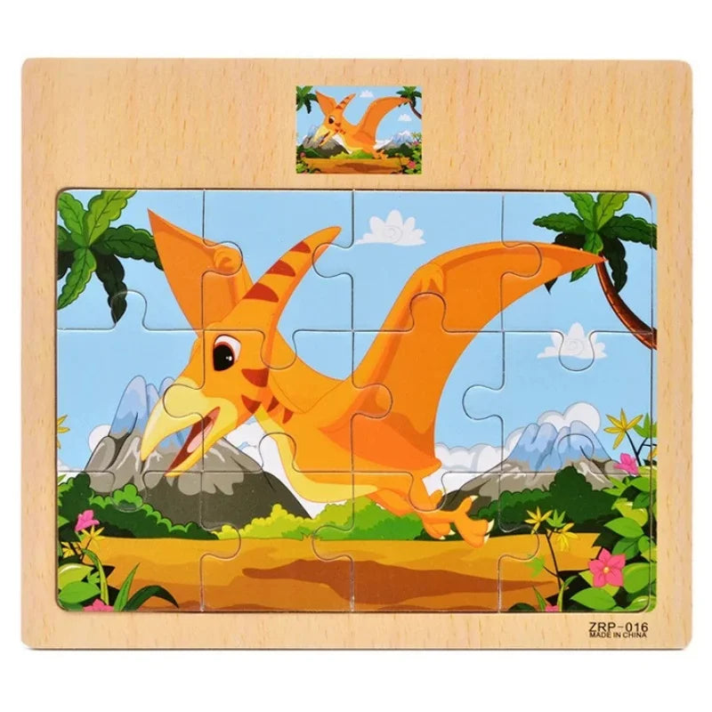 Wooden Cartoon Puzzle Board for Toddlers 9