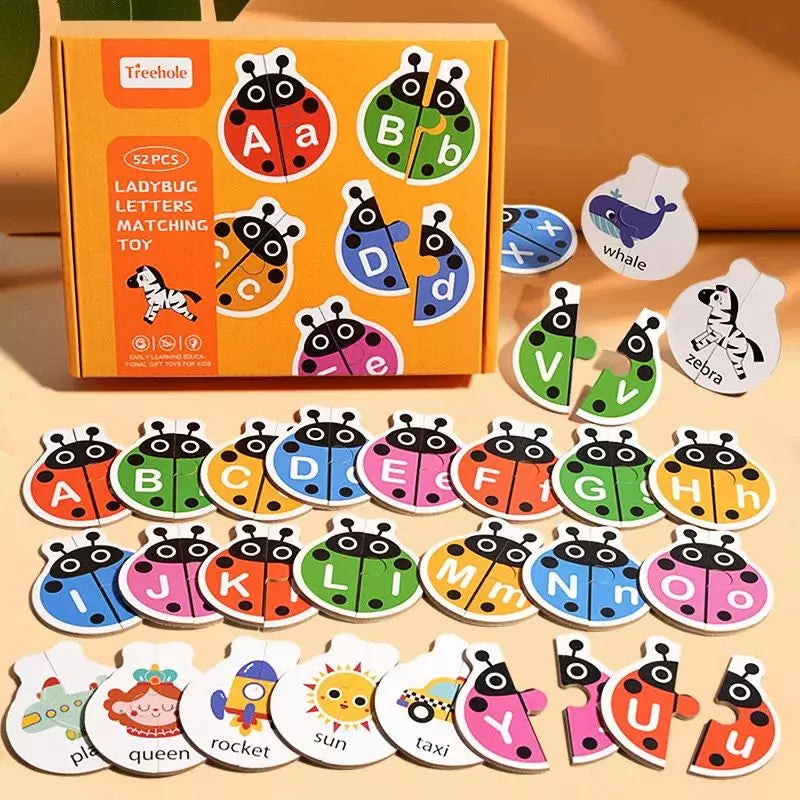 Wooden Puzzle Alphabet Ladybird Matching Set
