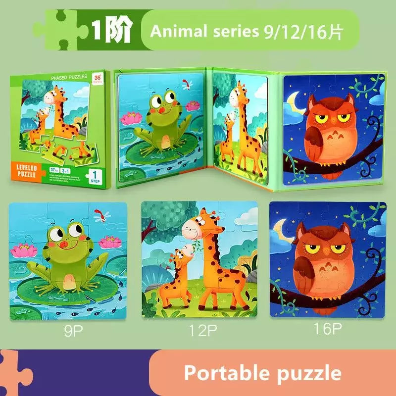 Wooden Puzzle Magnetic Montessori Activity Book ANIMAL