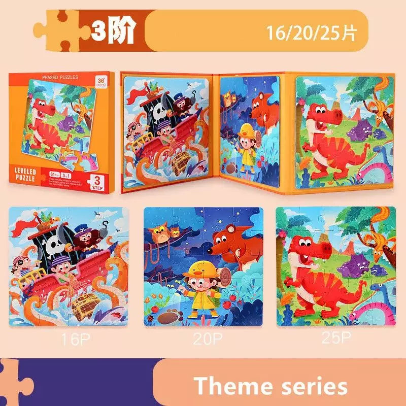 Wooden Puzzle Magnetic Montessori Activity Book Theme Series