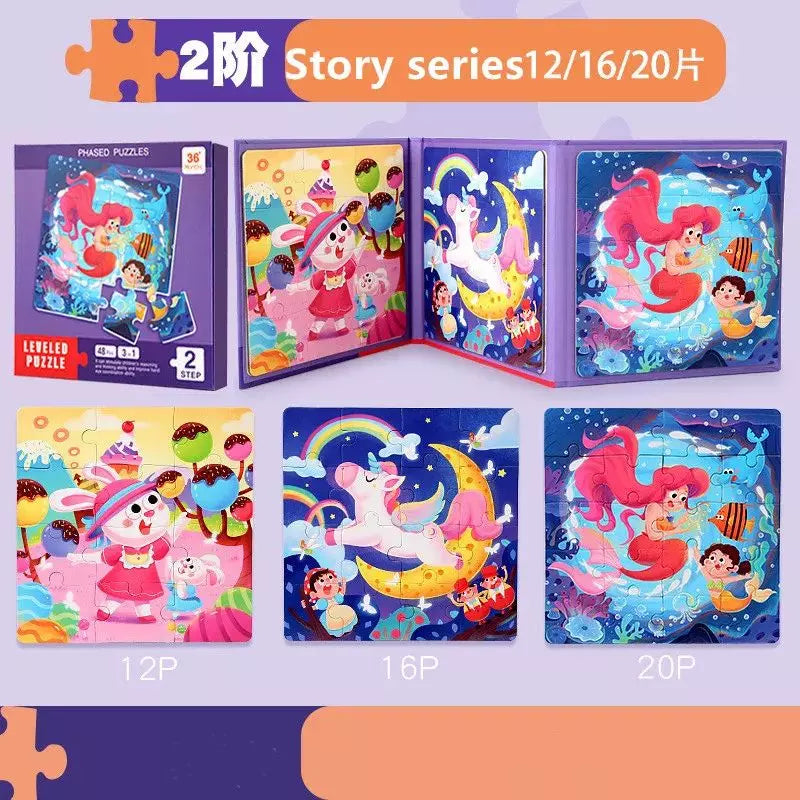 Wooden Puzzle Magnetic Montessori Activity Book Story Series