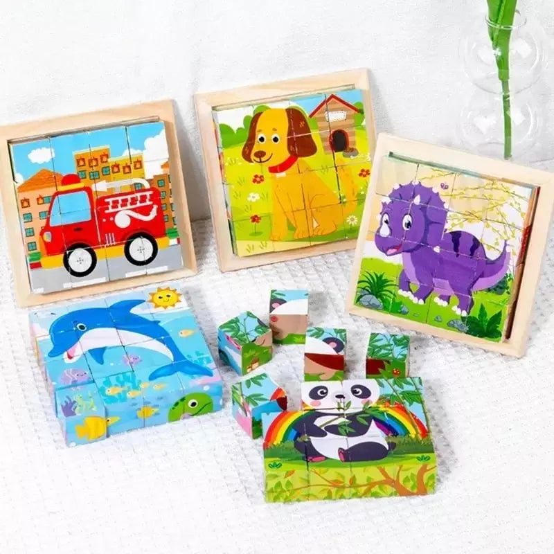 Wooden Puzzle Pattern Cube Set UK