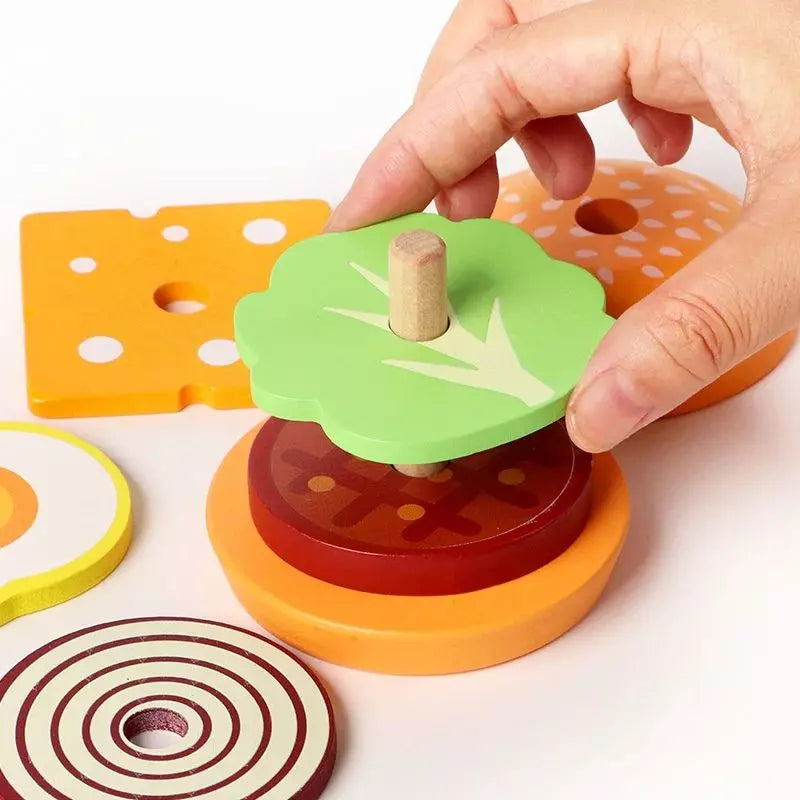 Wooden Toy Burger Stack Set 07