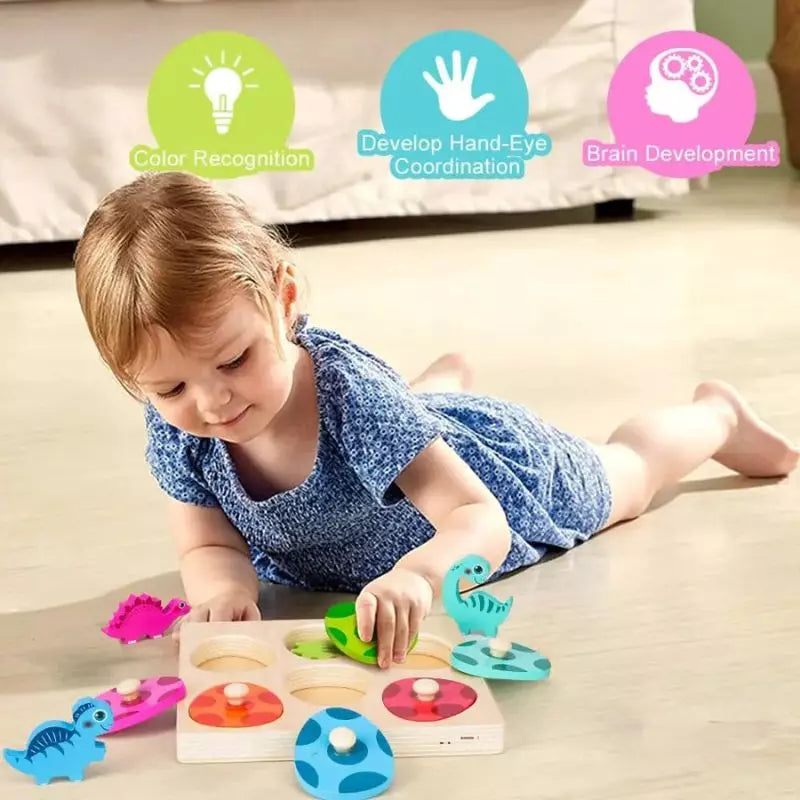 Wooden Toy Dino Egg Peg Puzzle UK