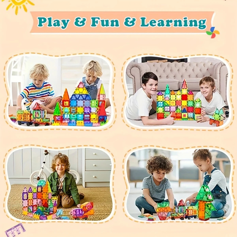 Montessori Magnetic Building Tiles Construction Toys 3