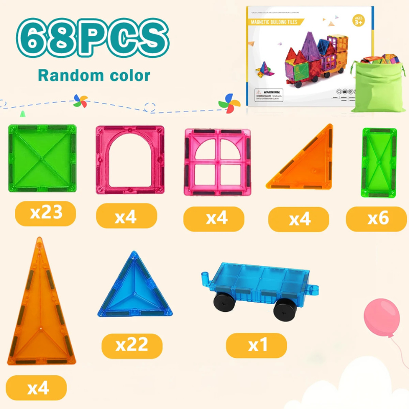 Montessori Magnetic Building Tiles Construction Toys 4