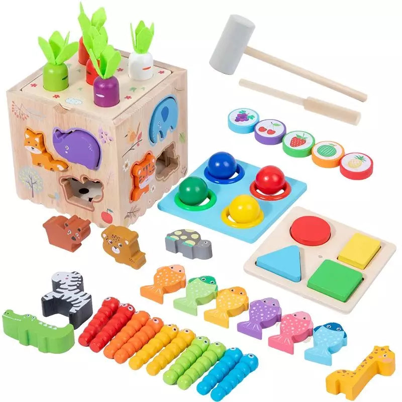 Montessori Toy 8-in-1 Wooden Activity Cube Set UK