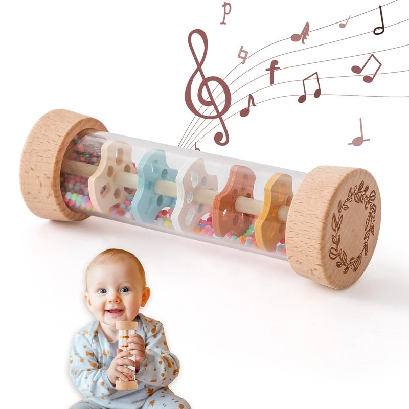 Rainbow Rhythm Stick: Montessori Rain Rattle for Sensory Discoveryall
