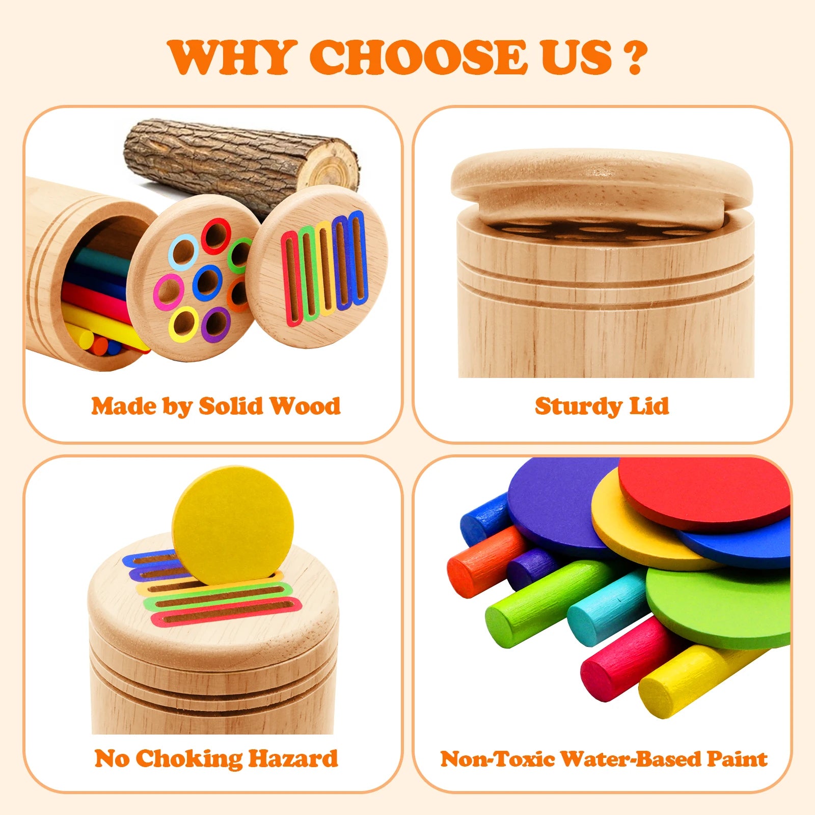Montessori ColourMinds: Wooden Sorting & Sensory Puzzle Set