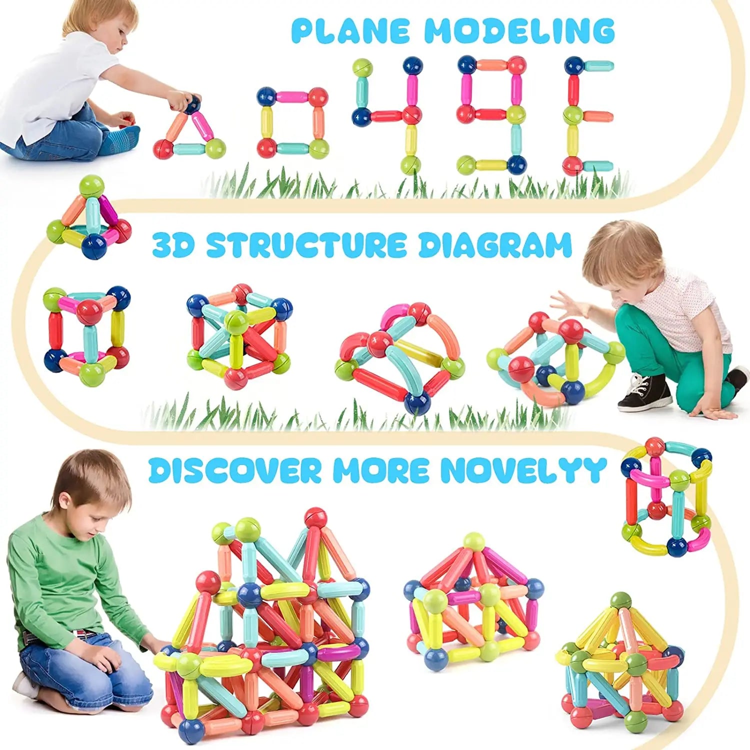 Montessori MagnoConstruct: Magnetic Building Set for Kids