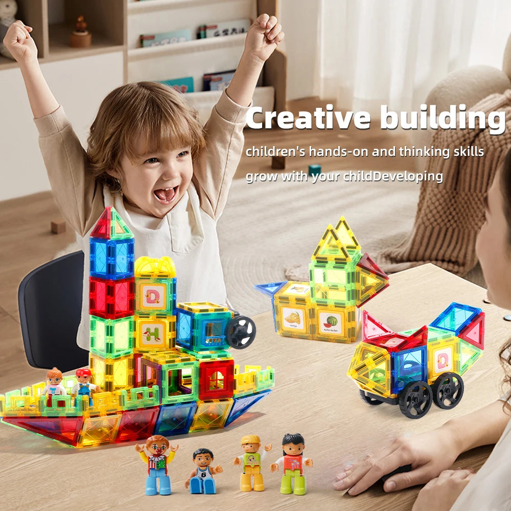 MagnetConstruct: Montessori Magnetic Building Tiles Set for Creative Play