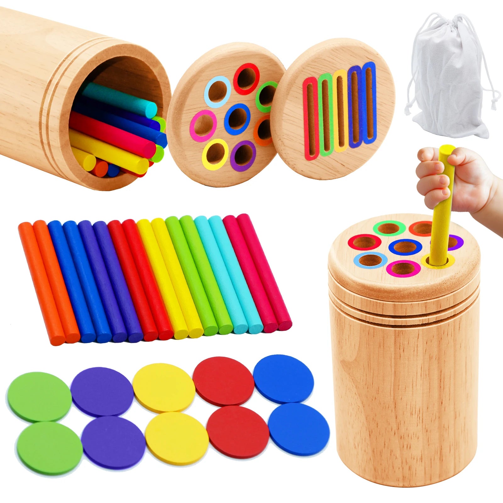Montessori ColourMinds: Wooden Sorting & Sensory Puzzle Set