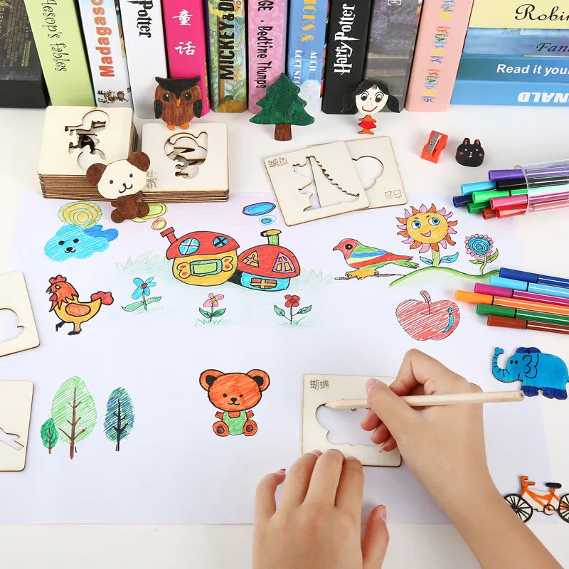 InspiraDraw: 32-Piece Creative Stencil Set for Kids