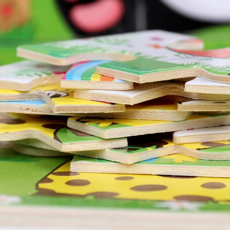 Wooden Cartoon Puzzle Board for Toddlers 1