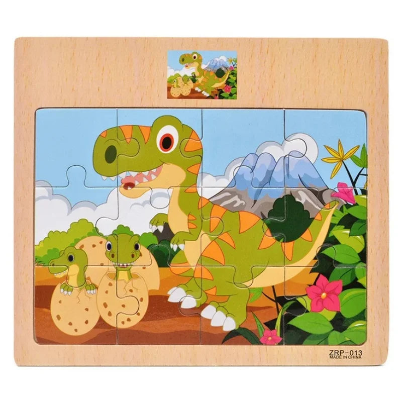 Wooden Cartoon Puzzle Board for Toddlers 5