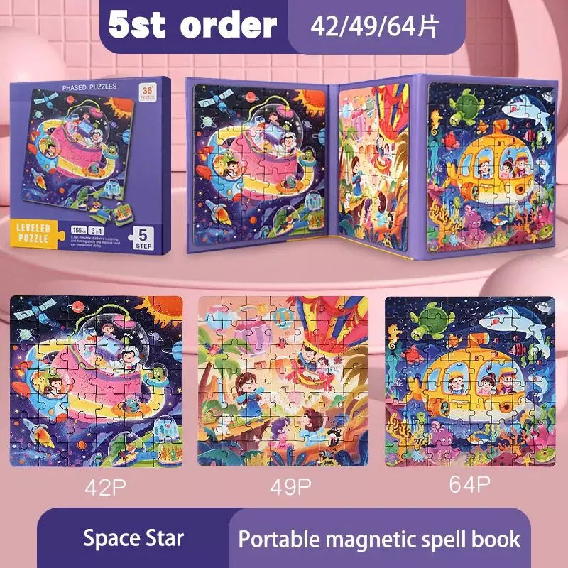 Wooden Puzzle Magnetic Montessori Activity Book space