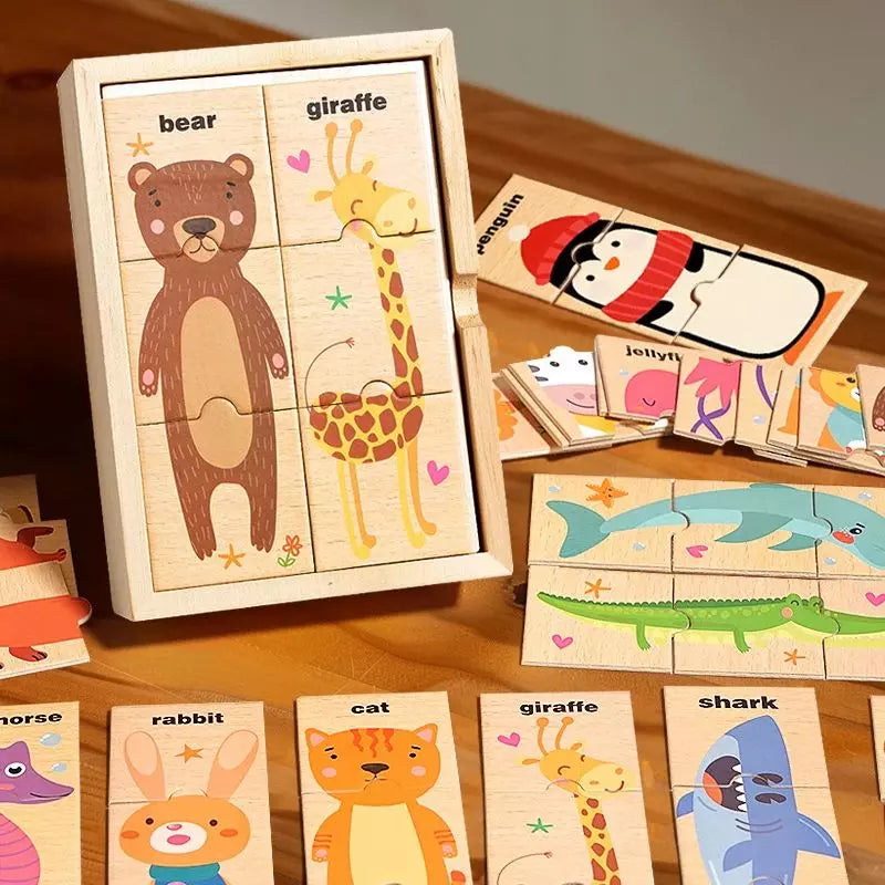 Wooden Puzzle Memory Match Game