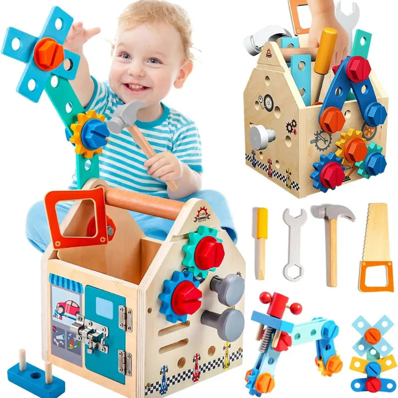 Wooden Toolbox Play Set for Toddlers 6