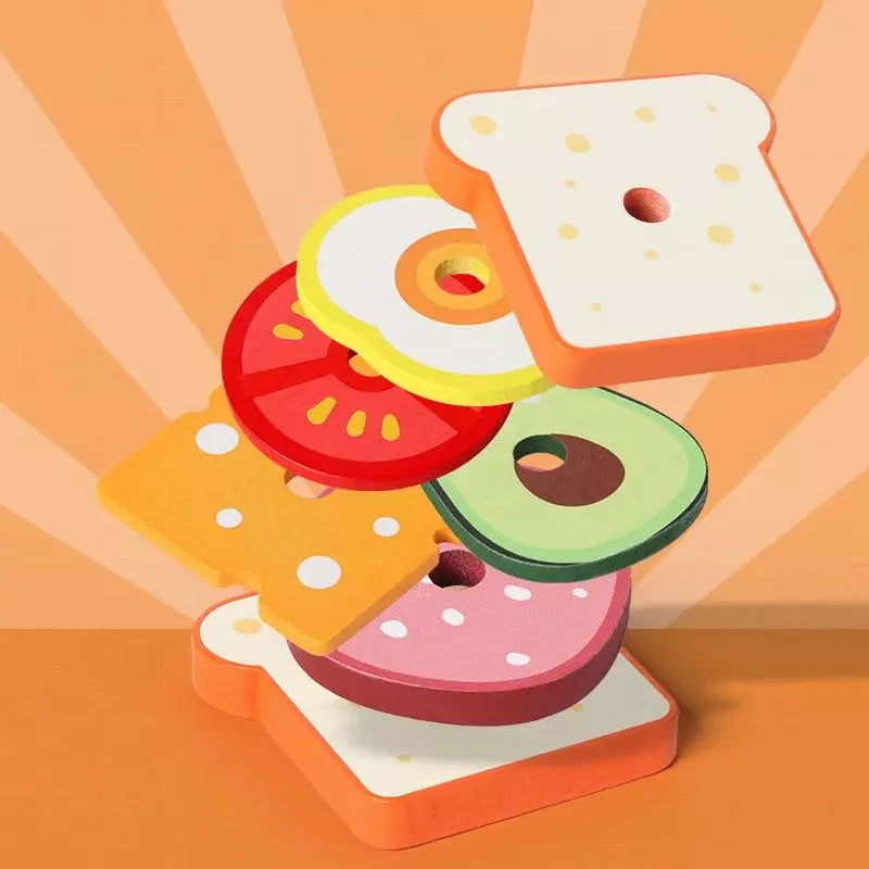 Wooden Toy Burger Stack Set 05